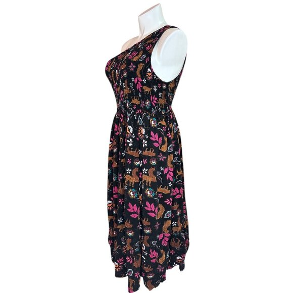 TORRID Midi Challis One-Shoulder Dress Size 4x Leopard Floral Print Stretch - Picture 7 of 16